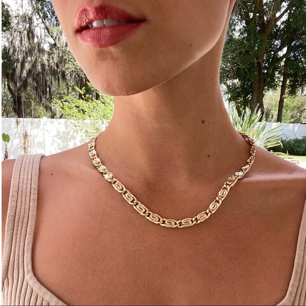 Pretty Bird 14k Vermeil Swirl Link Gold 925 Heavy Necklace - Picture 12 of 12